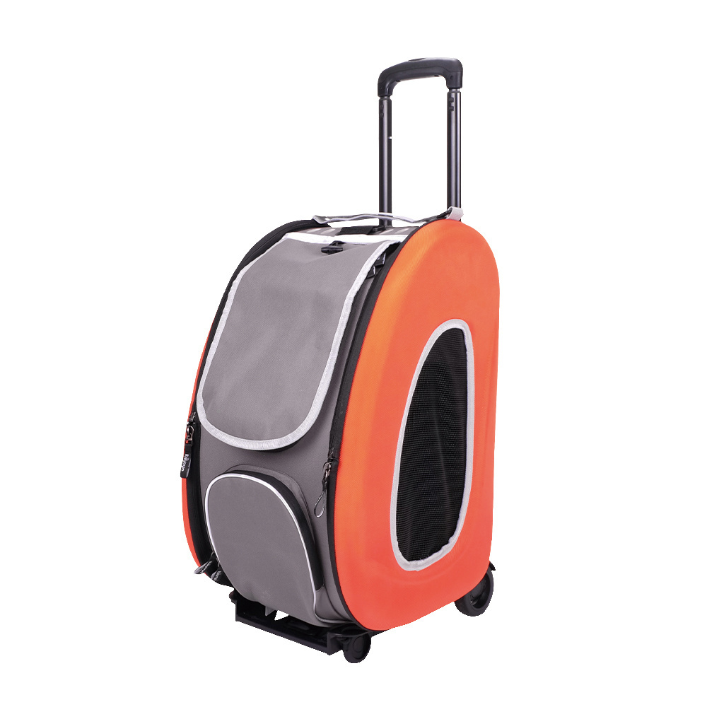 Ibiyaya складная сумка-тележка 3 в 1 для собак (сумка, рюкзак, тележка), оранжевая (3,2 кг)