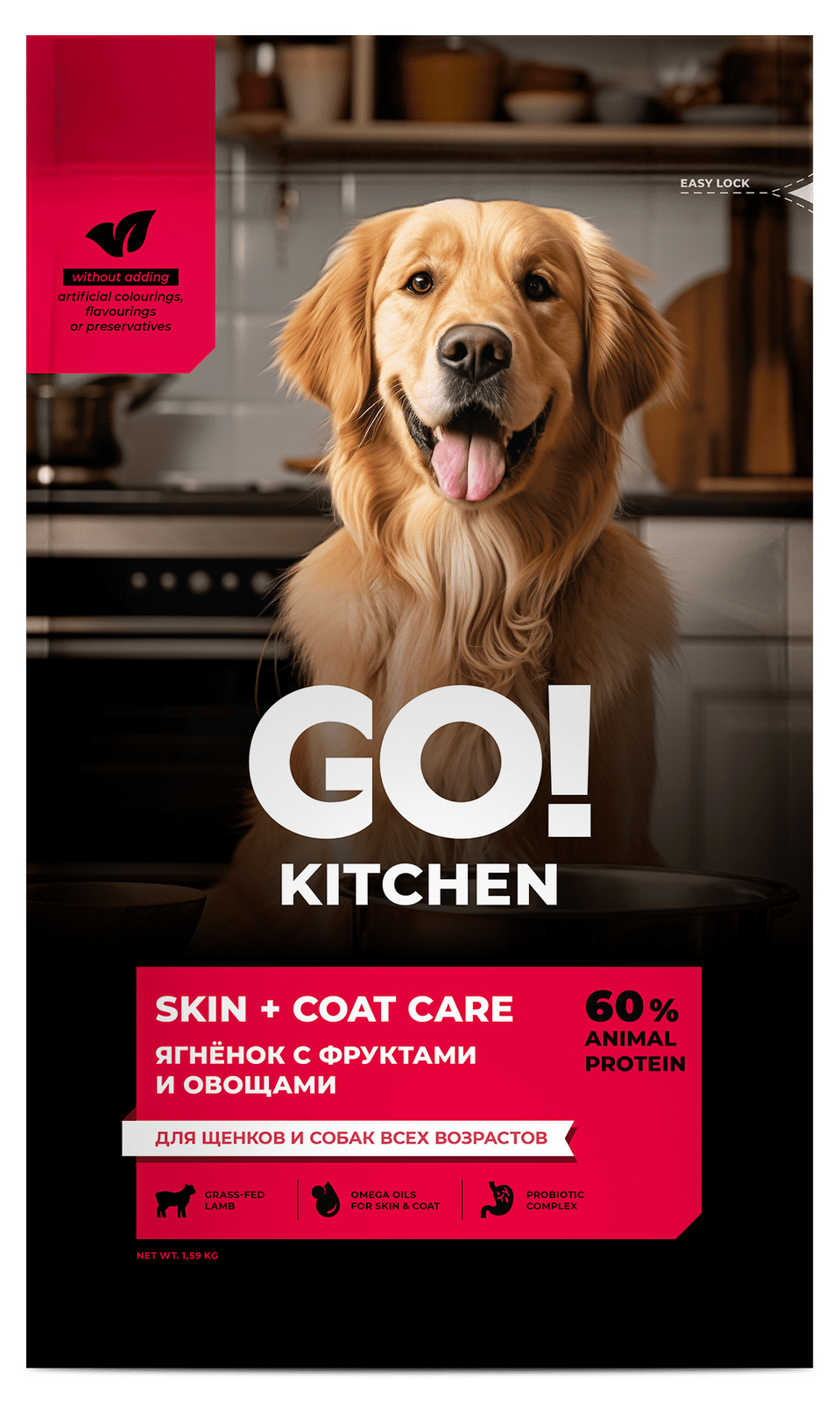 Корм GO! Solutions gO SOLUTIONS Ягненок с фруктами и овощами, полнорационный сухой корм для щенков и собак всех возрастов с ягненком (9,98 кг)