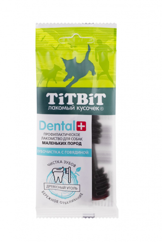 TiTBiT TiTBiT дентал+ зубочистка с говядиной для собак маленьких пород (26 г)