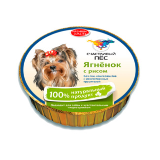 Паштет со вкусом ягненка и рисом для собак малых пород Счастливый пес Паштет со вкусом ягненка и рисом для собак малых пород Счастливый пес