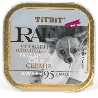 TiTBiT паштет для собак RAF с бараниной (100 г)