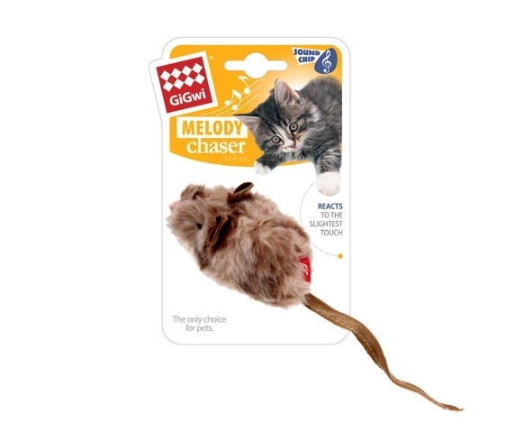 GiGwi мышка, игрушка со звуковым чипом, 9 см (63 г)