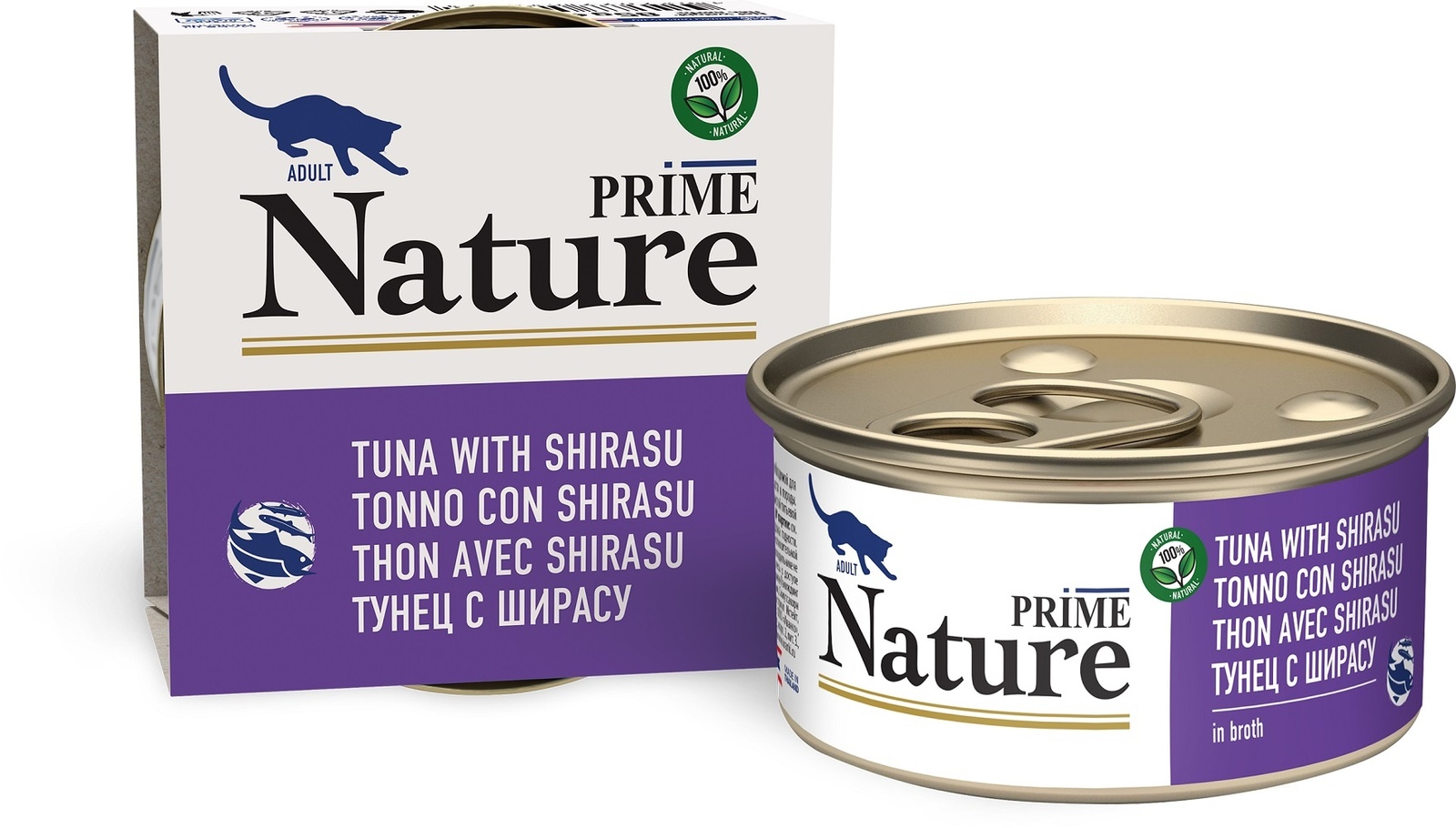 Prime Nature Prime Nature консервы для кошек: тунец с ширасу в бульоне (85 г)
