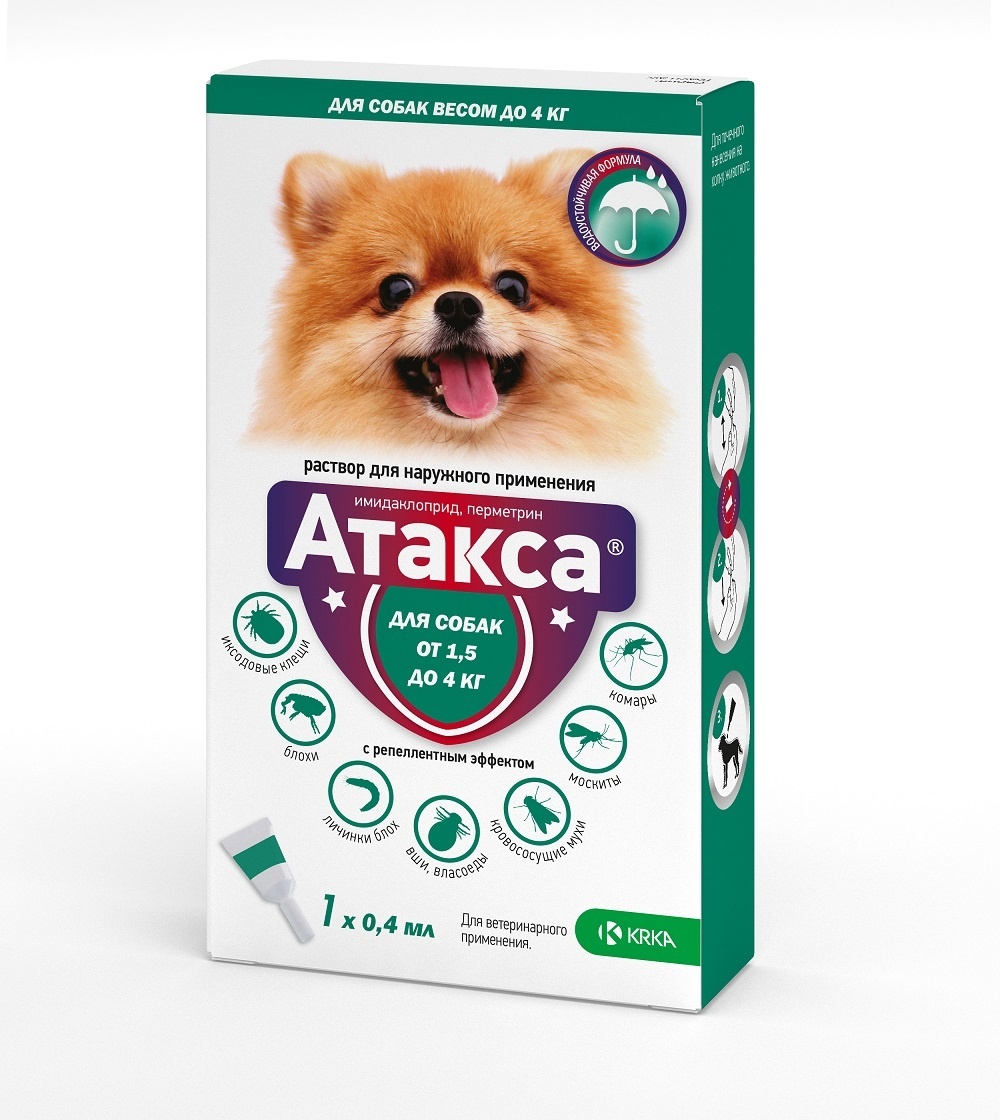 KRKA KRKA атакса, раствор для наружного применения для собак до 4 кг. (№1)