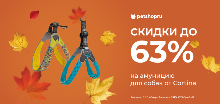 Скидки до 63% на амуницию для собак от Cortina! 681