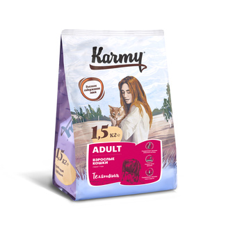 Сухой корм для взрослых кошек старше 1 года с телятиной Karmy