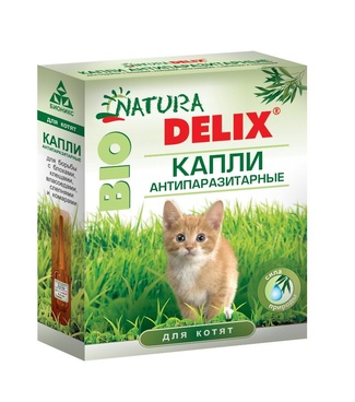 Биокапли антипаразитарные Natura Delix BIO с алоэ-вера, для котят