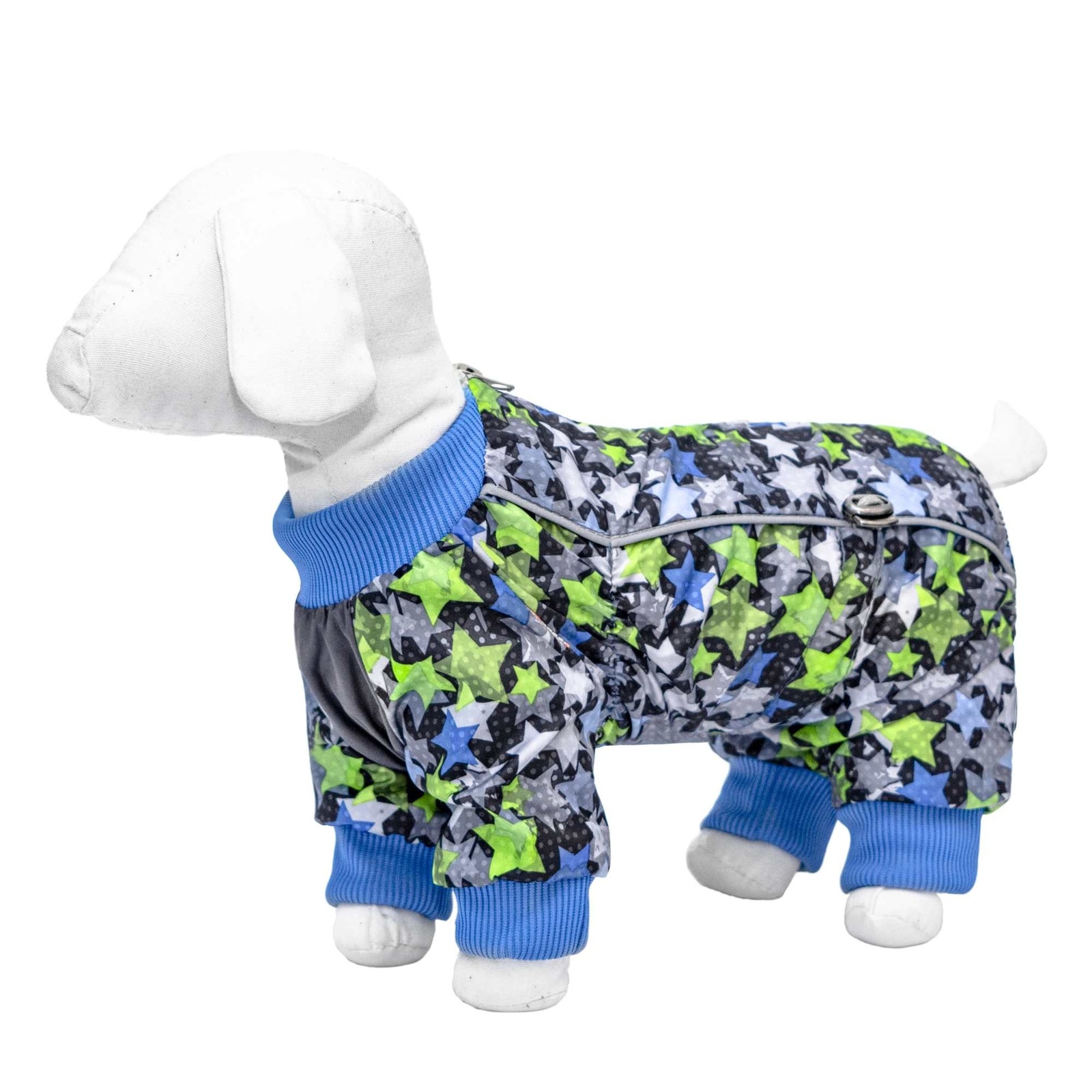 Yami-Yami одежда флисовый комбинезон для собак малых пород, с синими и салатовыми звездами (M) Yami-Yami одежда флисовый комбинезон для собак малых пород, с синими и салатовыми звездами (M) - фото 1