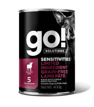 беззерновые с ягненком для собак с чувствительным пищеварением Go! Консервы