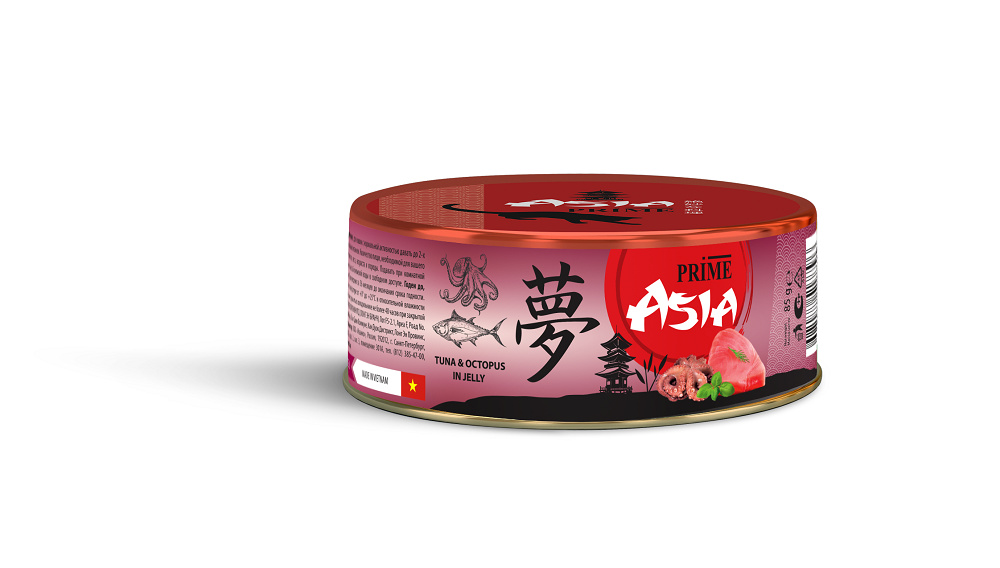 Prime Asia консервы для кошек Тунец с осьминогом в желе (24 шт)