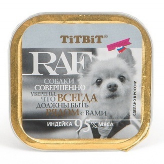 Паштет для собак RAF с индейкой (100 г) TiTBiT Паштет для собак RAF с индейкой (100 г) - фото 1