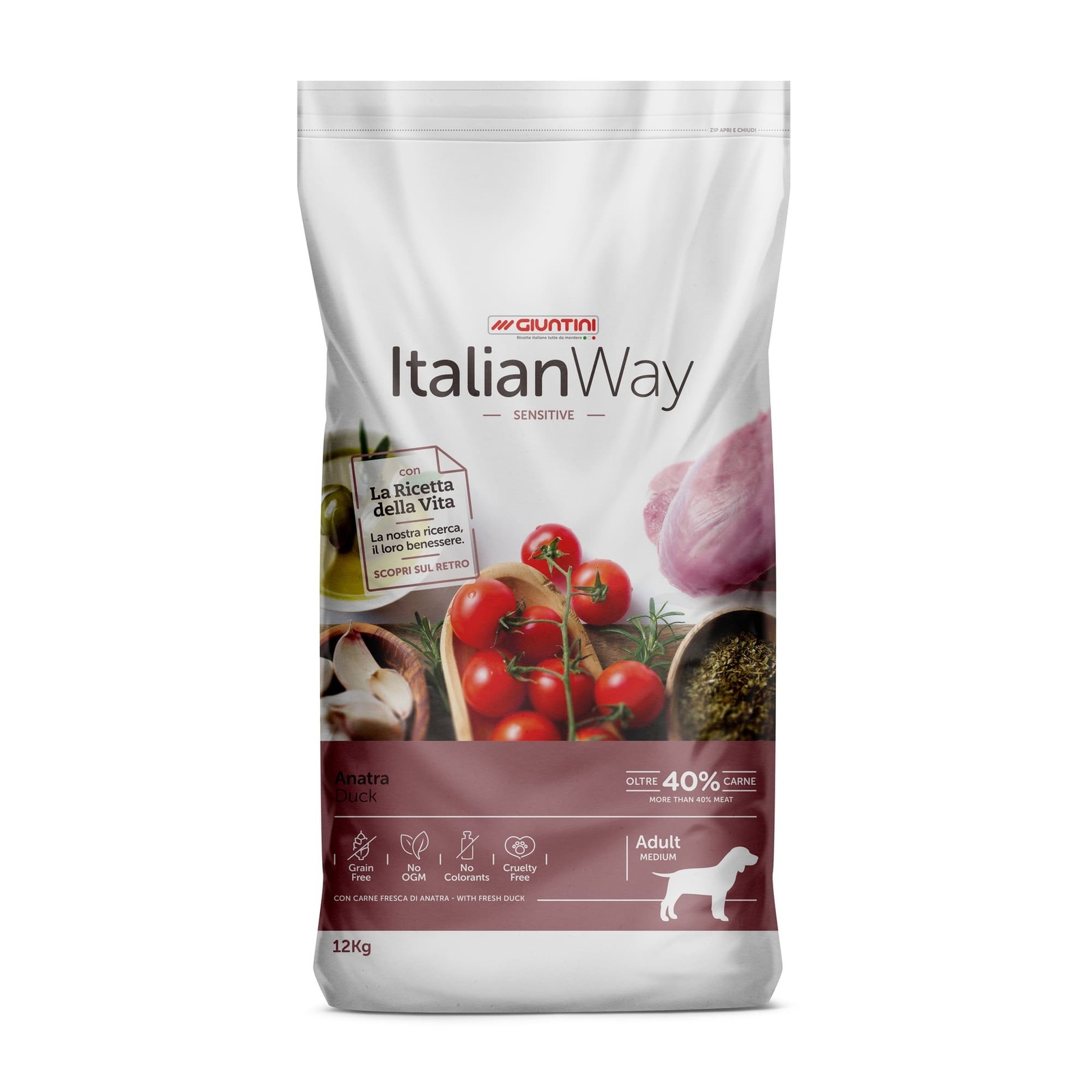 беззерновой, для собак с чувствительным пищеварением, со свежей уткой (3 кг) Italian Way беззерновой, для собак с чувствительным пищеварением, со свежей уткой (3 кг) - фото 2