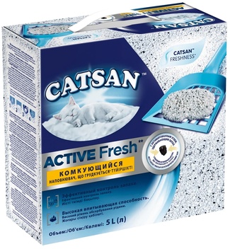 Наполнитель Active Fresh для кошачьего туалета, комкующийся Catsan