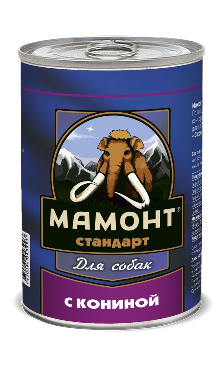 

Мамонт консервы для собак с кониной (970 г)