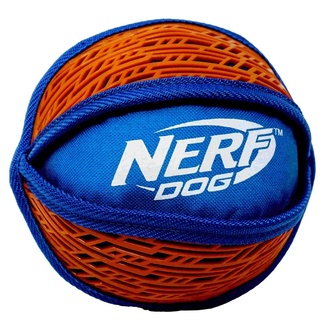 Мяч нейлоновый пищащий с узором, 15 см, (синий/оранжевый)