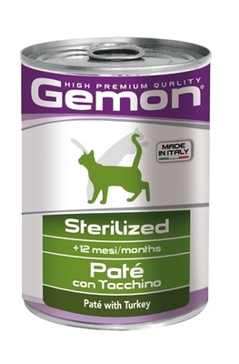 Консервы для стерилизованных кошек: Паштет из индейки GEMON