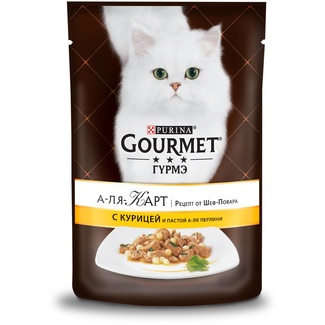 Влажный корм Gourmet А-ля Карт для кошек, с курицей, пастой и шпинатом Gourmet