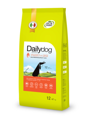Для пожилых собак средних и крупных пород, с индейкой и рисом DailyDog