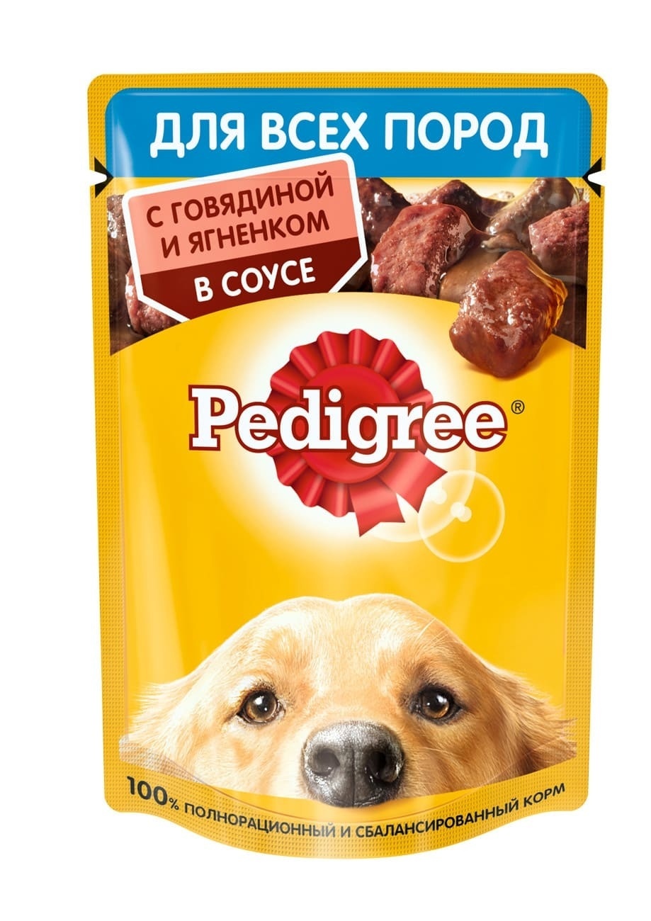 Pedigree влажный корм для взрослых собак всех пород с говядиной и ягненком в соусе (85 г)