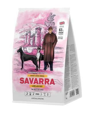 Гипоаллергенный для взрослых собак крупных пород, с ягненком и рисом Savarra