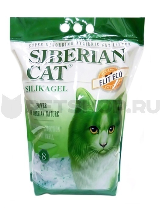 Сибирская кошка элитный силикагелевый наполнитель ЭКО (7,3 кг)
