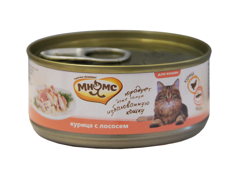 

Мнямс консервы для кошек: Курица с лососем в нежном желе (70 г)