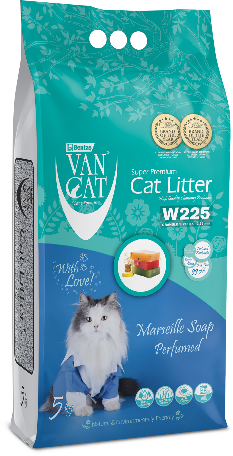 Van Cat комкующийся наполнитель без пыли с ароматом марсельского мыла, пакет (10 кг)