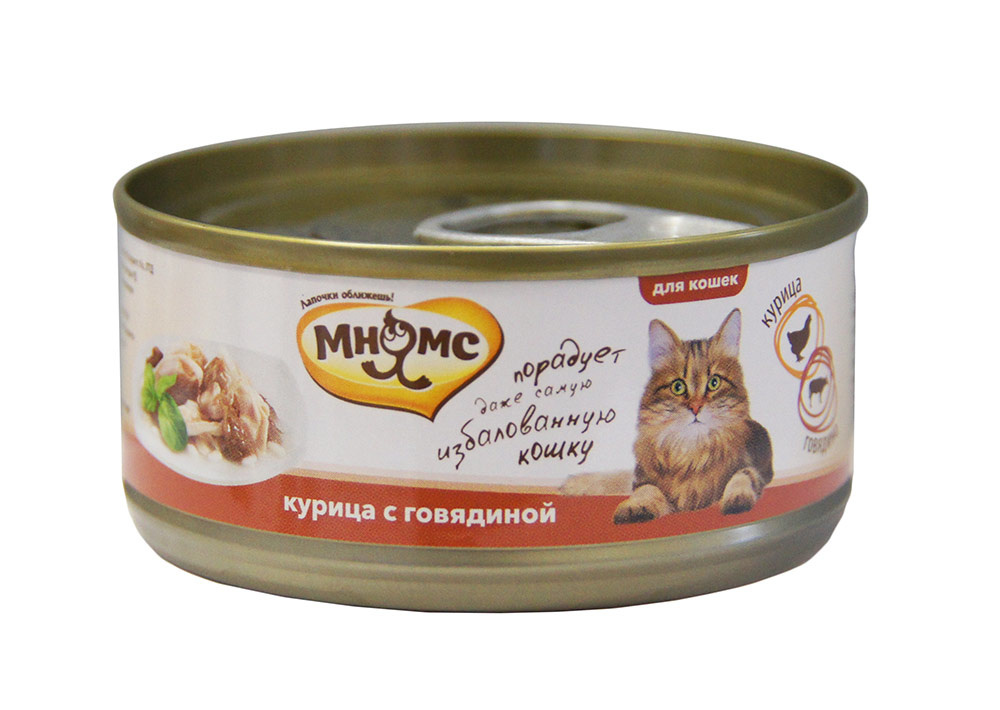 

Мнямс консервы для кошек: Курица с говядиной в нежном желе (70 г)