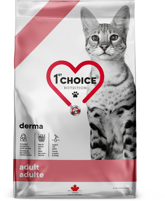  Derma беззерновой, для взрослых кошек кошек с гиперчувствительной кожей, с лососем 1st Choice