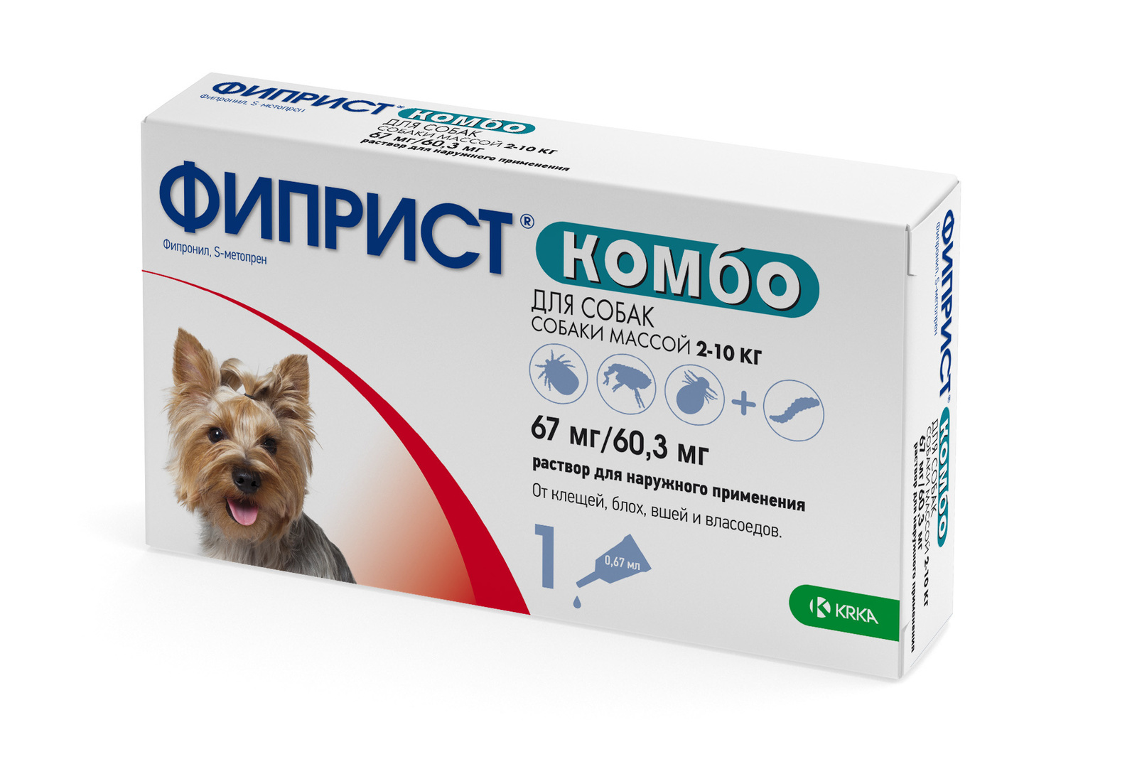 KRKA фиприст Комбо для собак 2-10 кг, 0.67 мл (18 г)