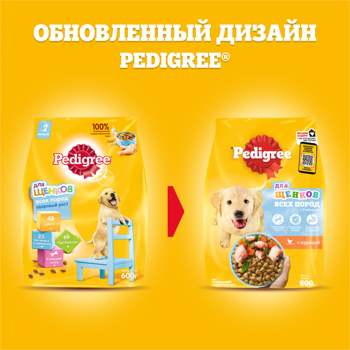 Корм Pedigree сухой корм для щенков всех пород с 2 месяцев, с курицей,  Vital Protection | Petshop.ru