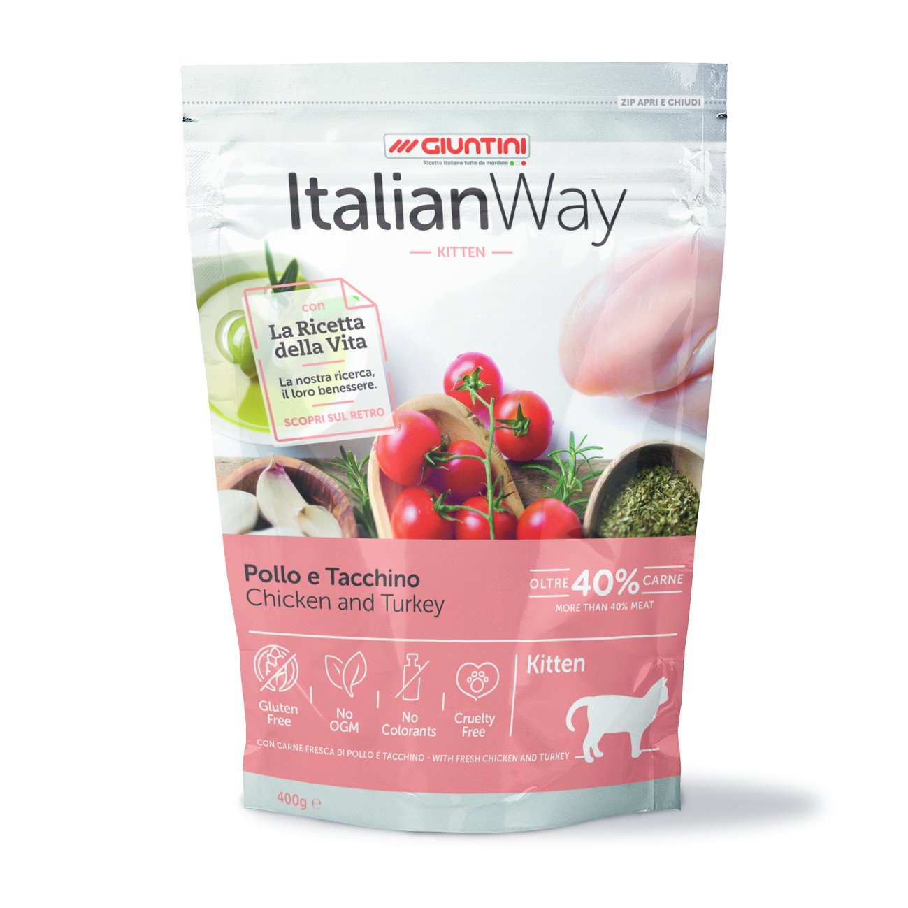 

Корм Italian Way безглютеновый, для котят, с курицей и индейкой (1,5 кг)