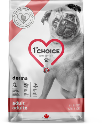  Derma для взрослых собак всех пород с гиперчувствительной кожей, с лососем 1st Choice