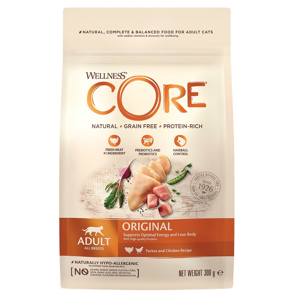

Wellness CORE сухой корм для взрослых кошек из индейки с курицей (300 г)