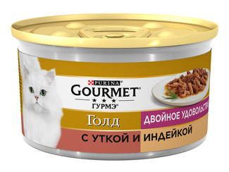 Влажный корм Двойное удовольствие (кусочки в соусе) для кошек, с уткой и индейкой