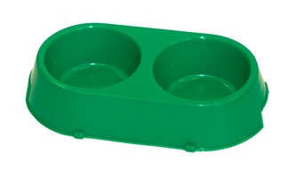 Двойная миска для собак пластиковая, 16,5 х 30см