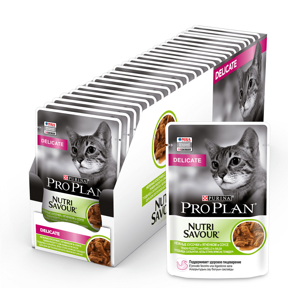 Кусочки в соусе для взрослых кошек с чувствительным пищеварением, с ягненком (85 г) Purina Pro Plan Кусочки в соусе для взрослых кошек с чувствительным пищеварением, с ягненком (85 г) - фото 10