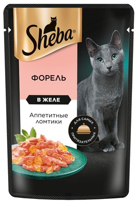 Влажный корм для кошек SHEBA® с форелью. «Ломтики в желе. Форель»