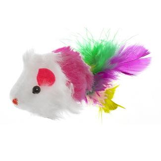 Игрушка для кошек Мышка с перьями 