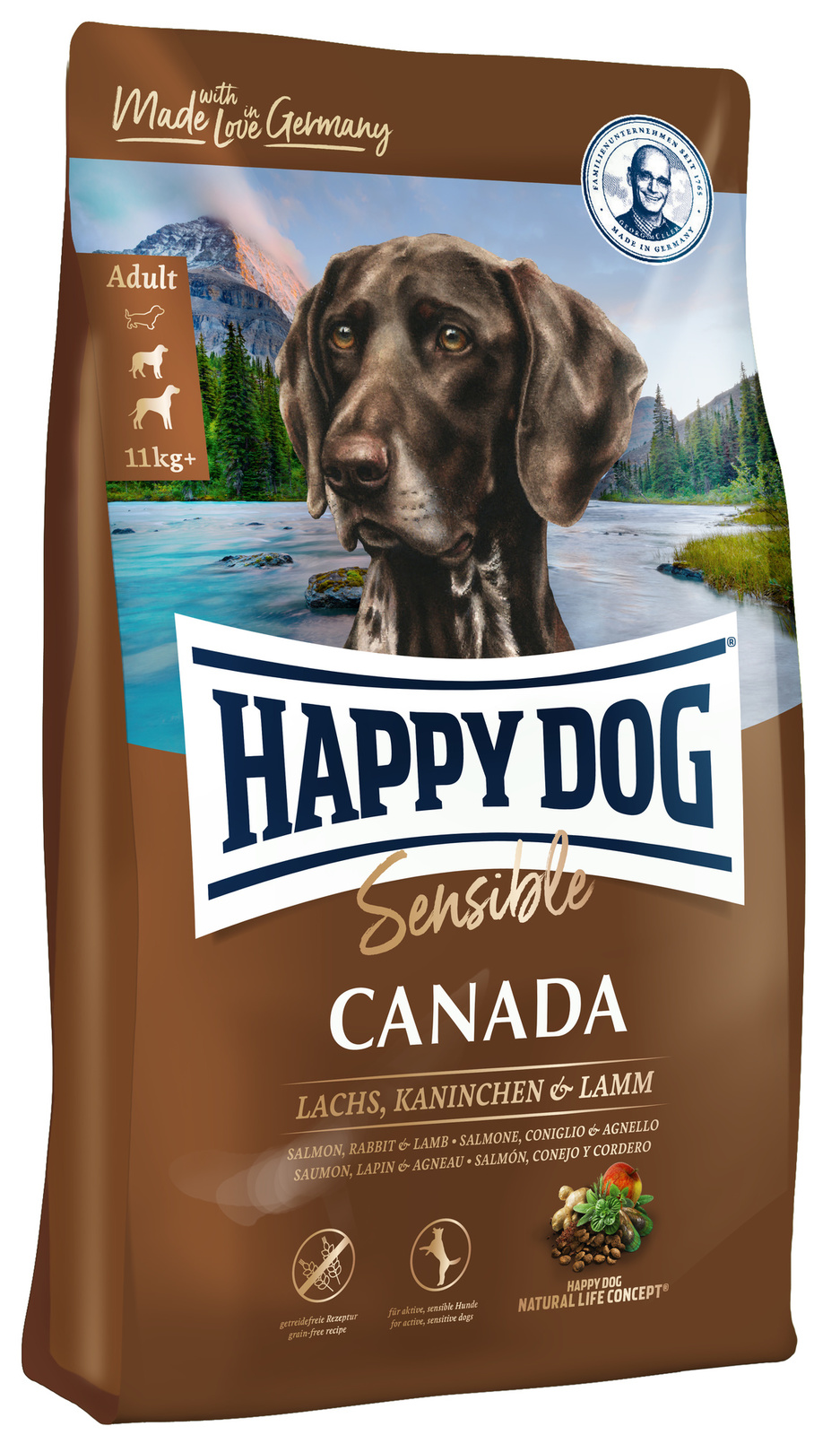 

Сухой корм Happy Dog "Канада" для собак весом от 10 кг с лососем, кроликом, ягненком (4 кг)
