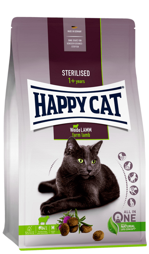 

Happy cat сухой корм для стерилизованных кошек Пастбищный Ягненок (1,3 кг)