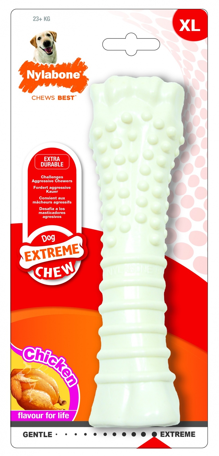 

Nylabone текстурная косточка экстра-жесткая, аромат курицы, XL (203 г)