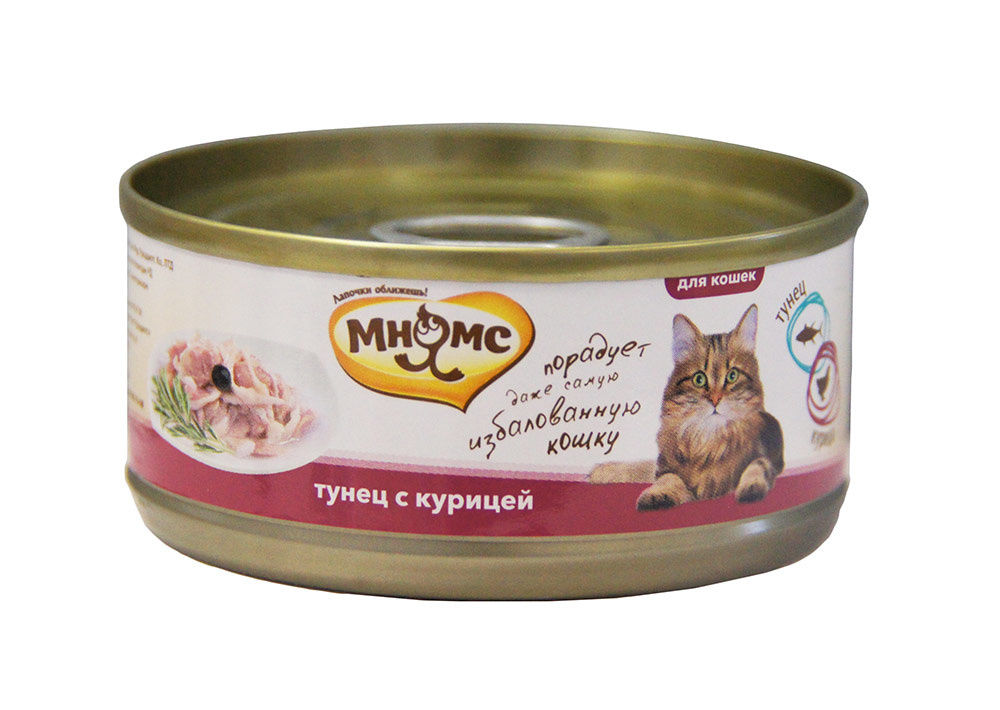 

Мнямс консервы для кошек: Тунец с курицей в нежном желе (70 г)