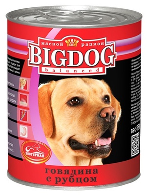 Консервы для собак "BIG DOG" говядина с рубцом Зоогурман