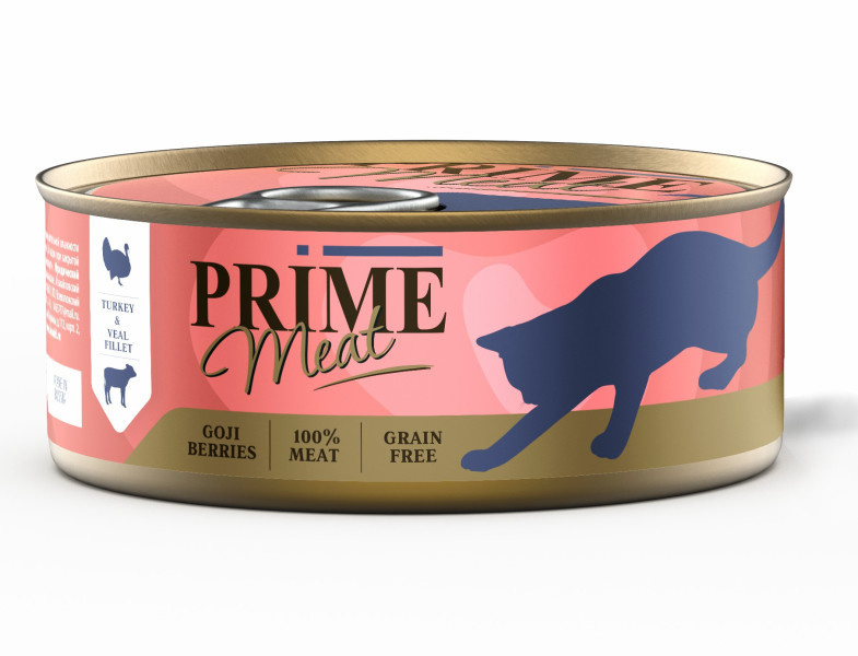 Prime консервы для кошек индейка с телятиной, филе в желе (100 г) Prime консервы для кошек индейка с телятиной, филе в желе (100 г) - фото 1