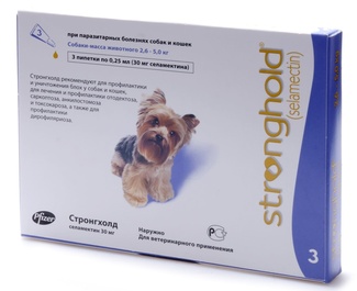 Стронгхолд, капли от наружных и внутренних паразитов для собак 2,6-5,0 кг, 3 пип/уп Zoetis