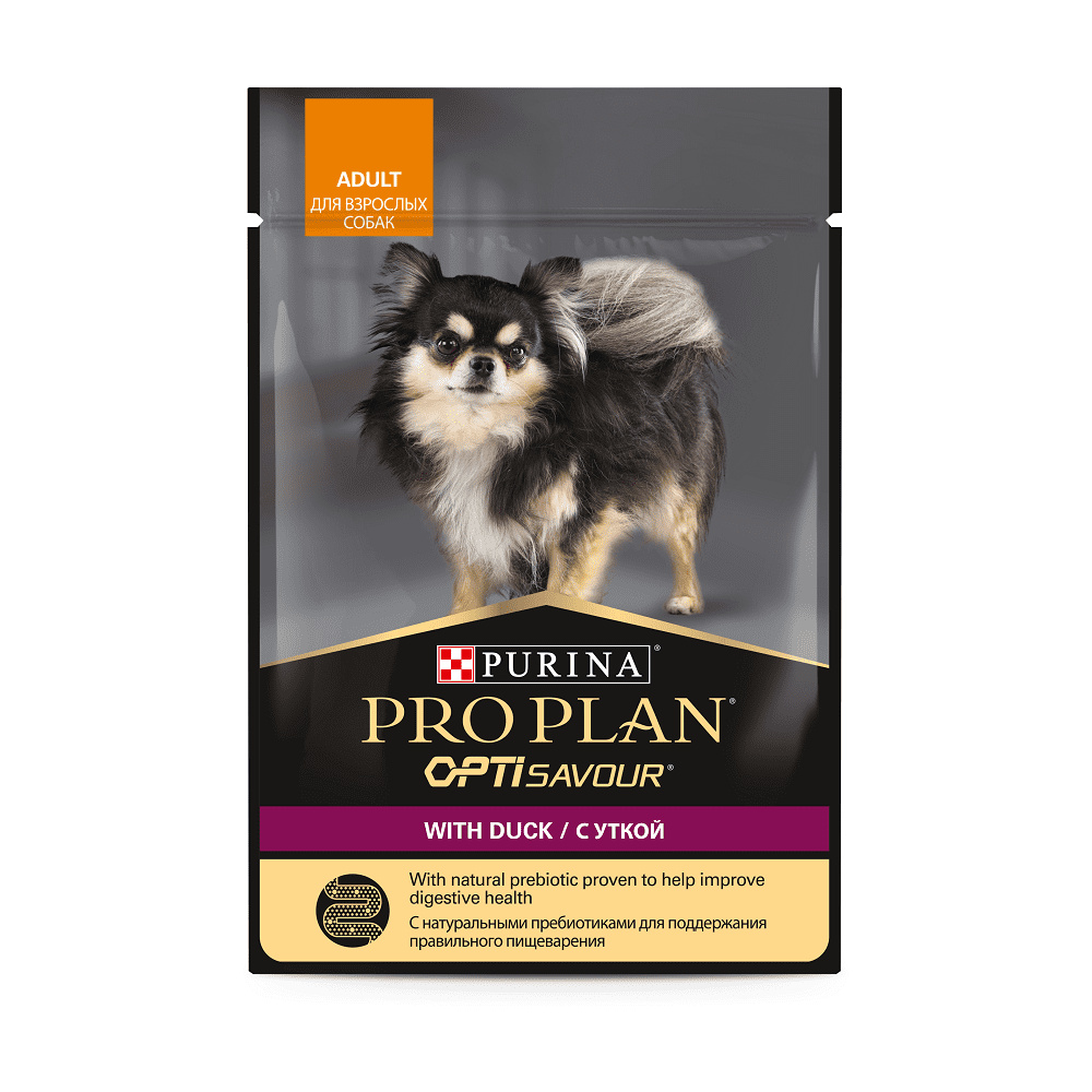 

Purina Pro Plan (паучи) для взрослых собак мелких и карликовых пород: кусочки в соусе с уткой (85 г)