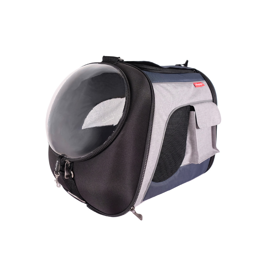 Ibiyaya складная сумка-переноска с окном для собак и кошек до 8 кг синий-серый FC1752L-BG (1,4 кг)