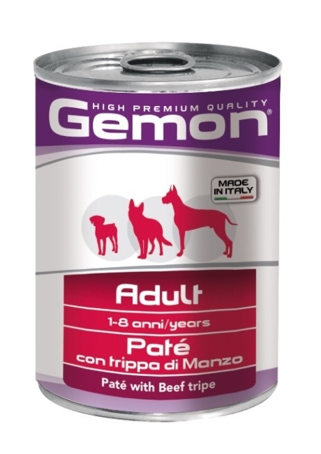 

GEMON (Monge) консервы для собак: паштет с говяжьим рубцом (400 г)