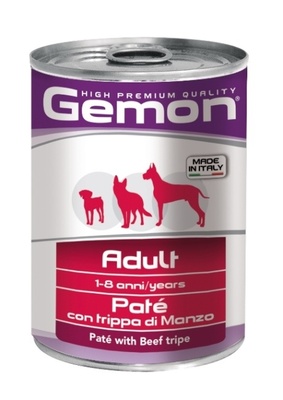 Консервы для собак: паштет с говяжьим рубцом GEMON